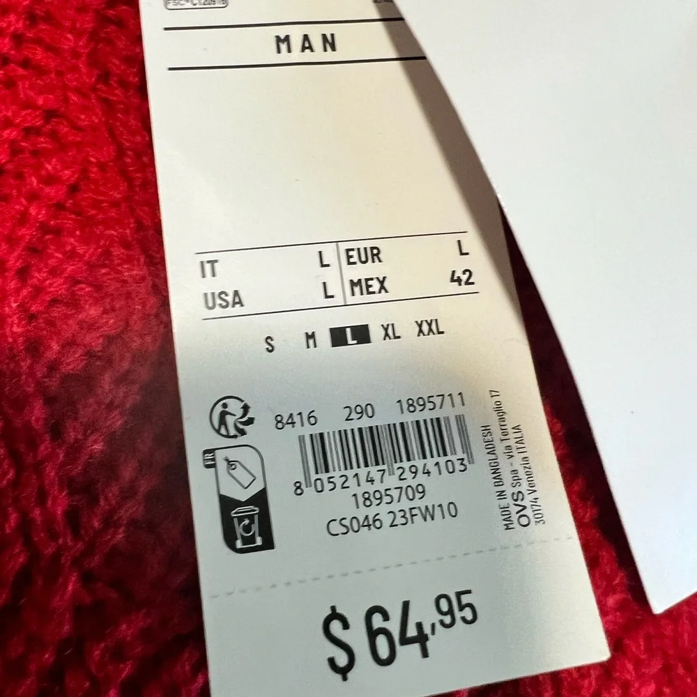 Piombo Red Cable Knit Crewneck Sweater - Picture 4 of 9